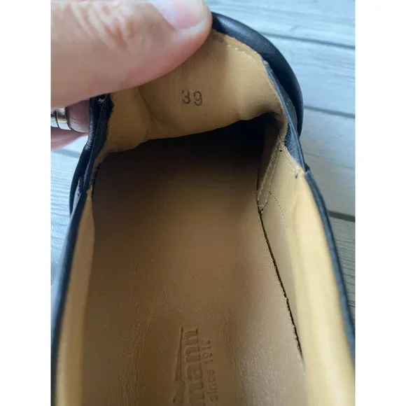 Ammann of Switzerland Mens Slip On Cowhide Loafers Black Red Shoes Sz 39 8.5